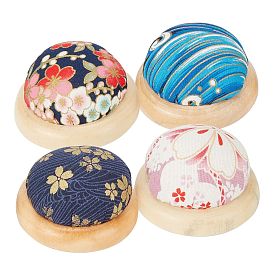 Cute Ball Shaped Cotton Needle Cushion, Wooden Bottom Needle Holder Pillow, Sewing Tools