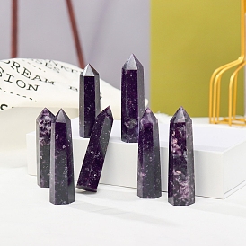 Tower Natural Lilac Jade Home Display Decoration, Healing Stone Wands, for Reiki Chakra Meditation Therapy Decors, Hexagon Prism