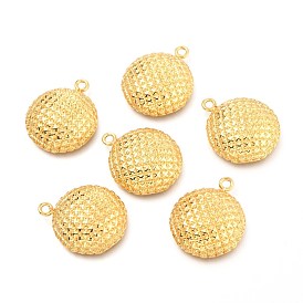 Brass Pendants, Half Round with Grid Pattern