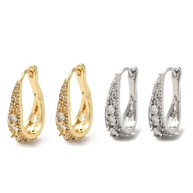 Teardrop Rack Plating Brass Micro Pave Cubic Zirconia Hoop Earrings, Lead Free & Cadmium Free