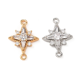 Звенья из латуни с прозрачным кубическим цирконием, подвески-звездочки