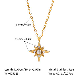 Винтажные 304 ожерелья с подвеской в виде восьмиконечной звезды из нержавеющей стали со стразами для женщин