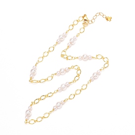Collar de perlas de imitación de plástico ccb hecho a mano para niñas mujeres, con cadena de latón