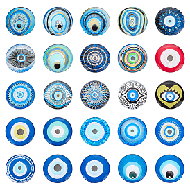 50 стеклянные кабошоны шт., полукруглый с рисунком от сглаза