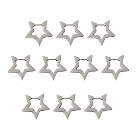 304 Stainless Steel Huggie Hoop Earrings, Star