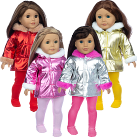 Two-piece Winter Cloth Doll Down Coat Suits, Doll Clothes Outfits, Fit for 18 inch American Girl Dolls