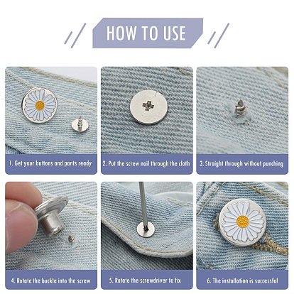 Alloy Button Pins for Jeans, Nautical Buttons, Garment Accessories, Round with Word/Star/Flower
