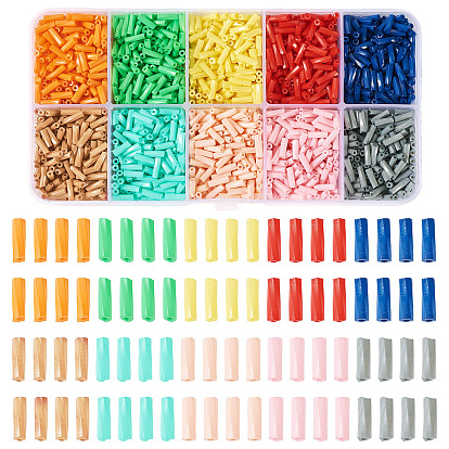 80G 10 Colors Baking Paint Glass Twist Bugle Beads, Round Hole