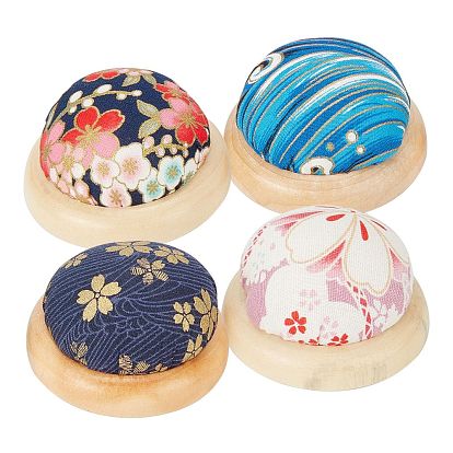 Cute Ball Shaped Cotton Needle Cushion, Wooden Bottom Needle Holder Pillow, Sewing Tools