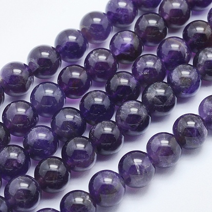 Natural Amethyst Beads Strands, Round, Grade AB