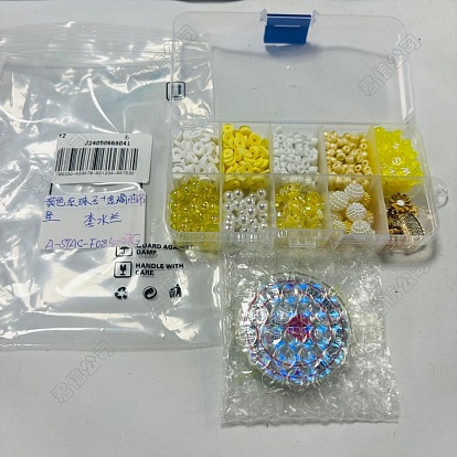 DIY Round Acrylic & Glass Beads Bracelets Jewelry Kits, with Alloy Enamel Charms