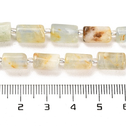Natural Blue Calcite Beads Strands, with Seed Beads, Faceted Column