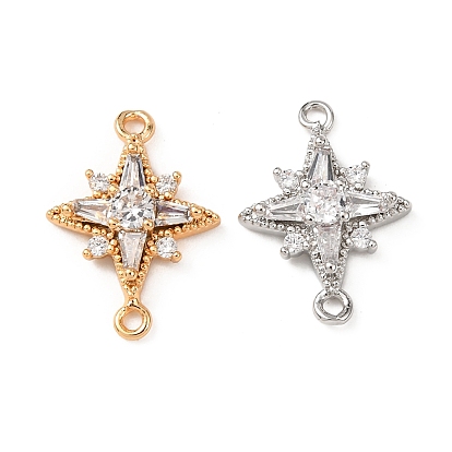 Звенья из латуни с прозрачным кубическим цирконием, подвески-звездочки