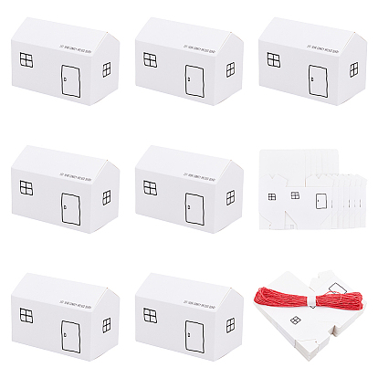 30 шт. крафт-бумага коробки для хранения подарков для маленьких домиков, подарочный футляр для конфет для вечеринок, с 1 связкой бумажных шнуров