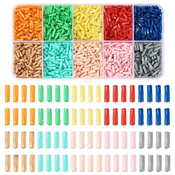 80G 10 Colors Baking Paint Glass Twist Bugle Beads, Round Hole
