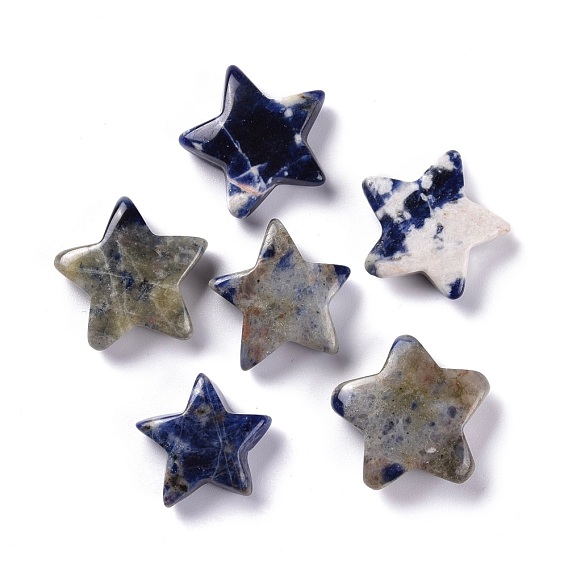 Natural Sodalite Beads, No Hole/Undrilled, for Wire Wrapped Pendant Making, Star