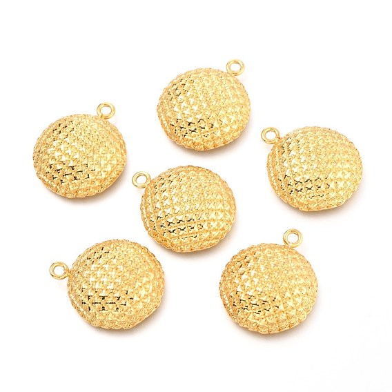 Brass Pendants, Half Round with Grid Pattern