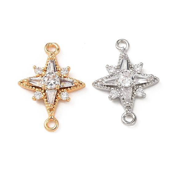 Звенья из латуни с прозрачным кубическим цирконием, подвески-звездочки