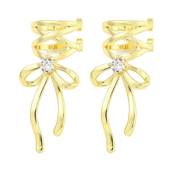 Серьги-манжеты с цирконием, для женщин, бантом