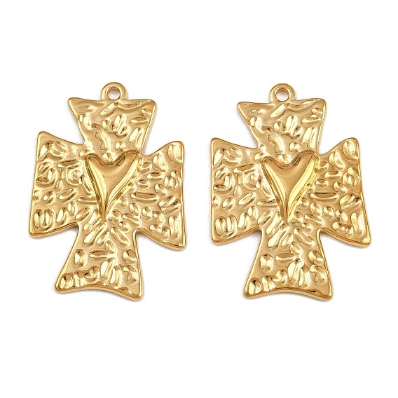 304 подвески из нержавеющей стали, ионное покрытие (ip), крест с подвеской в виде сердца, 