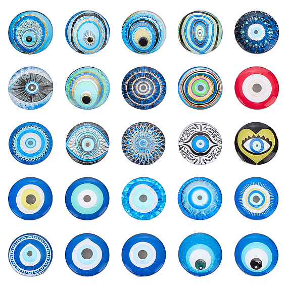 50 стеклянные кабошоны шт., полукруглый с рисунком от сглаза