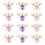 12Stück 3Farben Messing Glas Strass Anhänger, langlebig überzogen, cadmiumfrei und bleifrei, Weihnachten Rentier / Hirsch, für Weihnachten