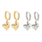 Серьги-кольца с подвесками из латуни с микро-паве в форме сердца для женщин с кубическим цирконием