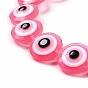 Resin Imitation Lampwork Beads Strands, Flat Round with Evil Eye