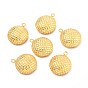 Brass Pendants, Half Round with Grid Pattern