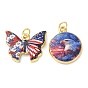 Printed Brass Pendants, Mixed Shapes Charms, Golden