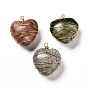 Natural & Synthetic Mixed Gemstone Pendants, with Real 18K Gold Plated Eco-Friendly Copper Wire, Heart