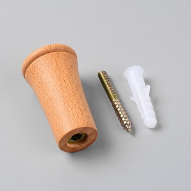 Wooden Hook Hanger, with Iron Screw and Plastic Plug, Column