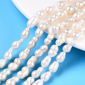 Hebras de perlas keshi de perlas barrocas naturales, perla cultivada de agua dulce, calabaza