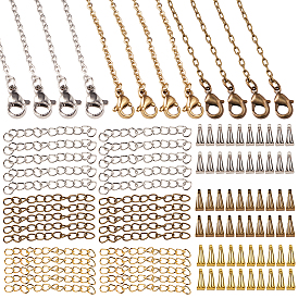 SUNNYCLUE  DIY Necklace Making Kits, with 304 Stainless Steel & Brass Cable Chain Necklaces, Iron Snap on Bails, Iron Chain Extenders and Beads Containers