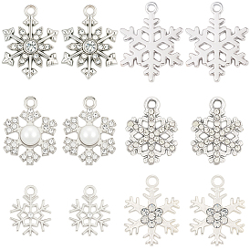 36шт 6 стили подвески со стразами из сплава, прелести снежинки