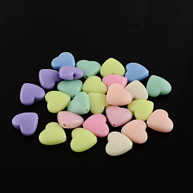 Heart Solid Color Opaque Acrylic Beads