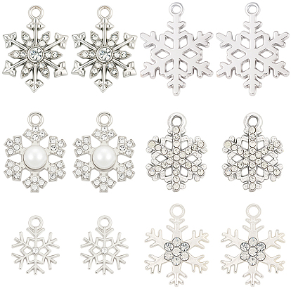 36шт 6 стили подвески со стразами из сплава, прелести снежинки