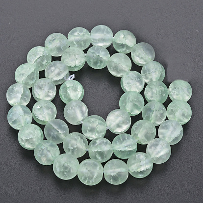 Crackle Glass Beads Strands, Dyed & Heated, Frosted, Round