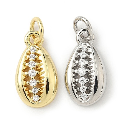 Латунные микро проложить кубического циркония подвески, формы раковины, долговечный, без кадмия и без свинца, стойки покрытие, с целью перехода в кольце