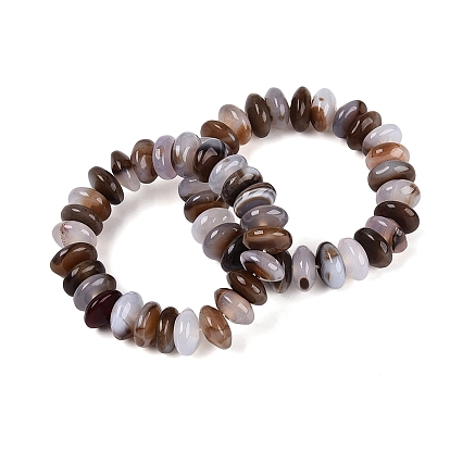 Bracelets extensibles unisexes en perles rondelles d'agate naturelle (teintes et chauffées)
