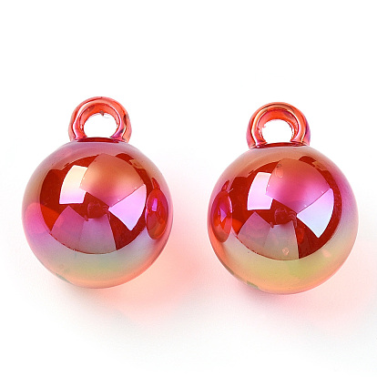 UV Plating Rainbow Iridescent Transparent Acrylic Pendants, Round