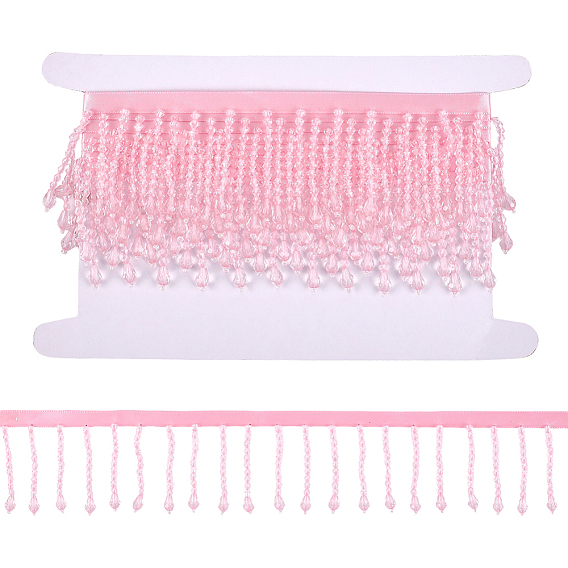 2.5 метров пластиковых бусин и полиэстеровой кружевной ленты, для аксессуаров для одежды, с картонной карточкой