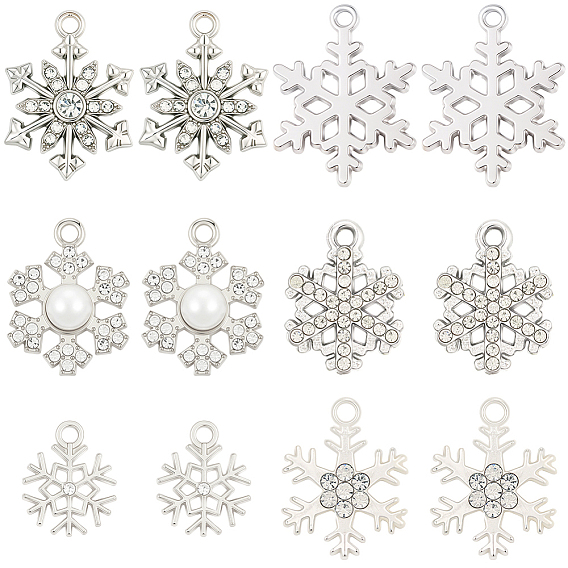 36шт 6 стили подвески со стразами из сплава, прелести снежинки