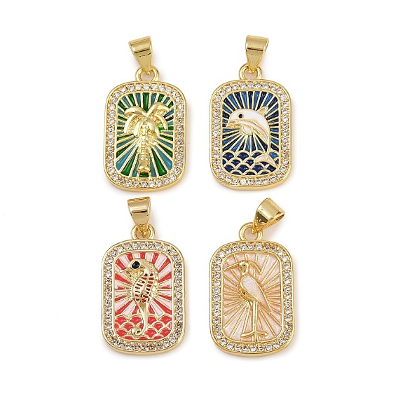 Латунные микро проложить кубического циркония подвески, реальный 18 k позолоченный, с эмалью, стойки покрытие, долговечный, без кадмия и без свинца