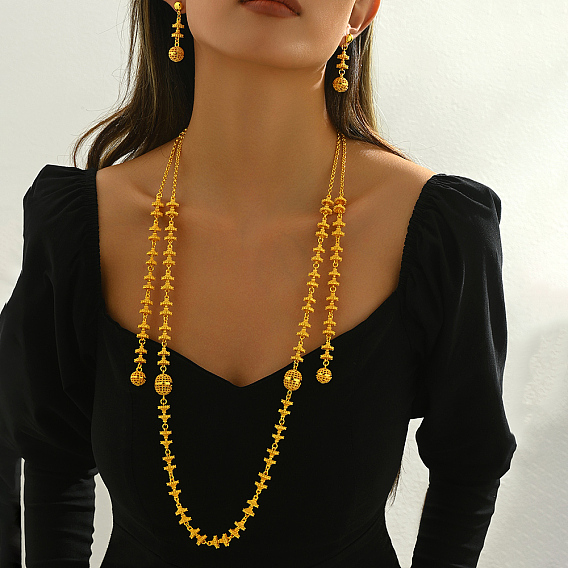 Роскошный ближневосточный рамадан сплав полые шариковые подвески комплекты серег и ожерелий в виде рыбьей кости