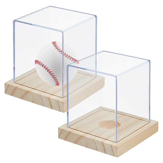 Акриловые бейсбольные витрины с деревянным основанием, прямоугольные
