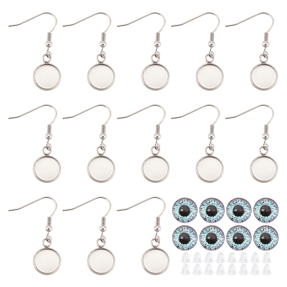 Набор для самостоятельного изготовления сережек-подвесок в виде драконьего глаза, включая 304 крючки из нержавеющей стали с лотками, Кабошоны из стекла
