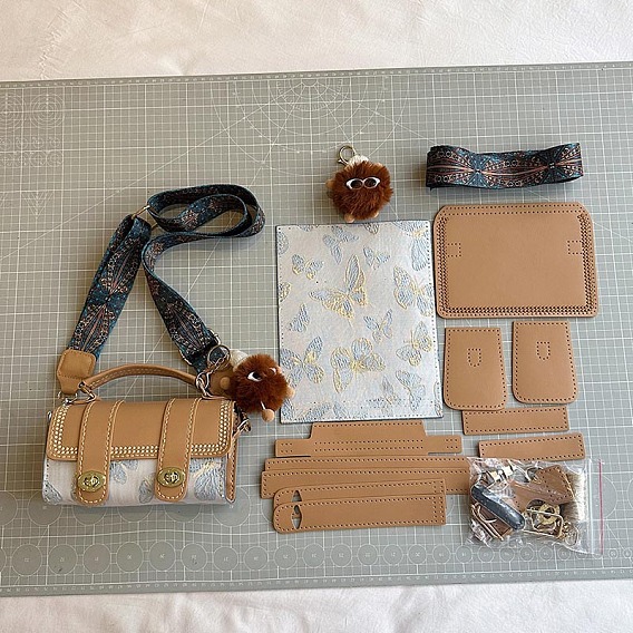 Набор сумок через плечо с этническим принтом бабочек своими руками, включая материалы сумки из искусственной кожи, прямоугольные