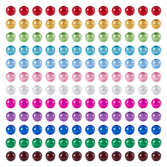 360 шт. 12 цветные акриловые бусины, окрашенные распылением, Чудо шарики, круглые, бусина в бусине