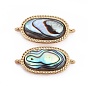 Natural Abalone Shell/Paua Shell Links/Connectors, with Brass Findings, Oval